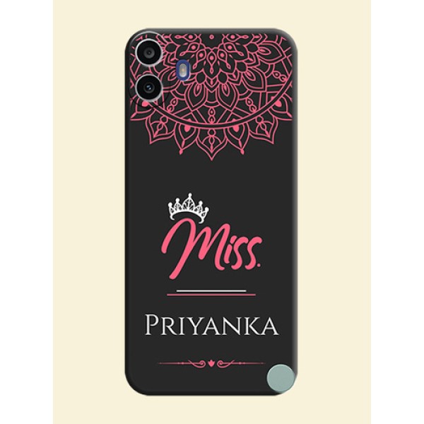 Mrs Name with Floral Design On Space Black Custom Soft Matte Mobile Back Cover - Nothing Cmf Phone 1 Mrs Name with Floral Design On Space Black Custom Soft Matte Mobile Back Cover - Nothing Cmf Phone 1