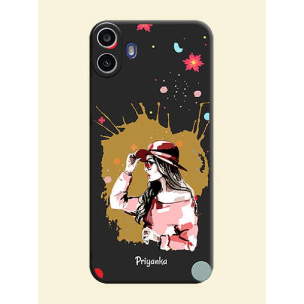 Mordern Lady With Color Splash Background With Custom Text On Space Black Custom Soft Matte Mobile Back Cover - Nothing Cmf Phone 1