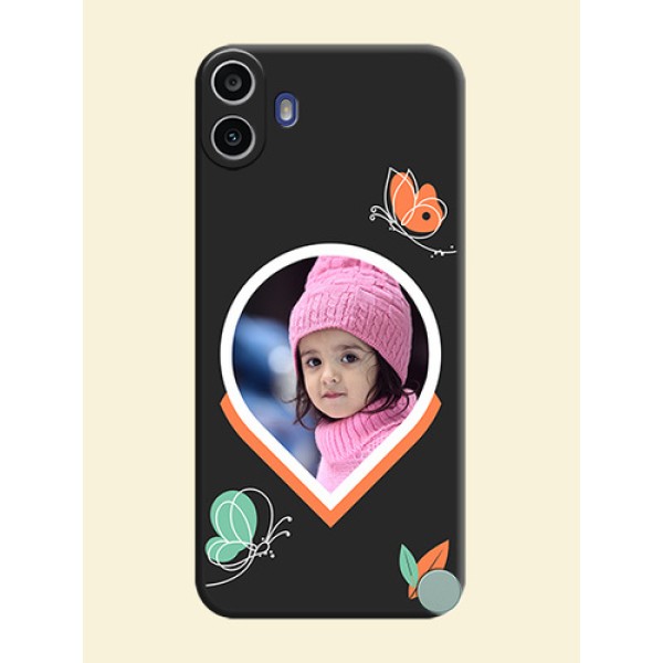 Upload Pic With Simple Butterly Design On Space Black Custom Soft Matte Mobile Back Cover - Nothing Cmf Phone 1 Upload Pic With Simple Butterly Design On Space Black Custom Soft Matte Mobile Back Cover - Nothing Cmf Phone 1