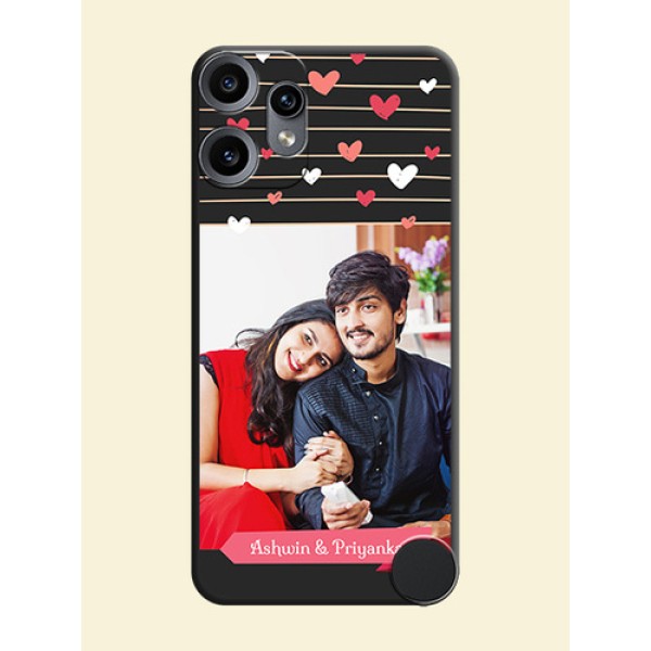Love Pattern with Name on Pink Ribbon on Photo On Space Black Custom Soft Matte Mobile Back Cover - Nothing CMF Phone 2 Pro 5G Love Pattern with Name on Pink Ribbon on Photo On Space Black Custom Soft Matte Mobile Back Cover - Nothing CMF Phone 2 Pro 5G
