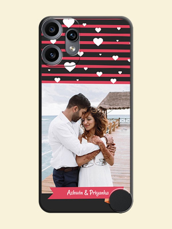 White Color Love Symbols with Pink Lines Pattern On Space Black Custom Soft Matte Mobile Back Cover - Nothing CMF Phone 2 Pro 5G
