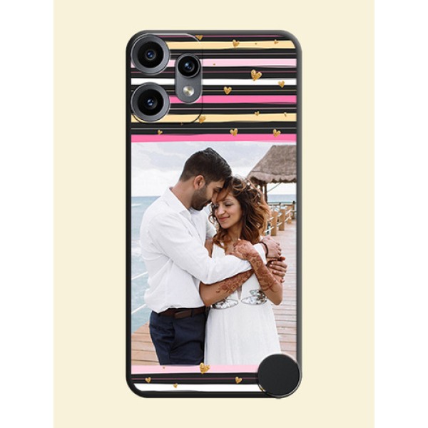Multicolor Lines and Golden Love Symbols Design on Photo On Space Black Custom Soft Matte Mobile Back Cover - Nothing CMF Phone 2 Pro 5G