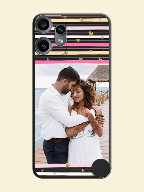 Multicolor Lines and Golden Love Symbols Design on Photo On Space Black Custom Soft Matte Mobile Back Cover - Nothing CMF Phone 2 Pro 5G