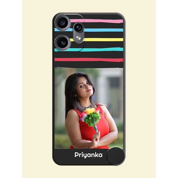 Multicolor Lines with Image On Space Black Custom Soft Matte Mobile Back Cover - Nothing CMF Phone 2 Pro 5G Multicolor Lines with Image On Space Black Custom Soft Matte Mobile Back Cover - Nothing CMF Phone 2 Pro 5G