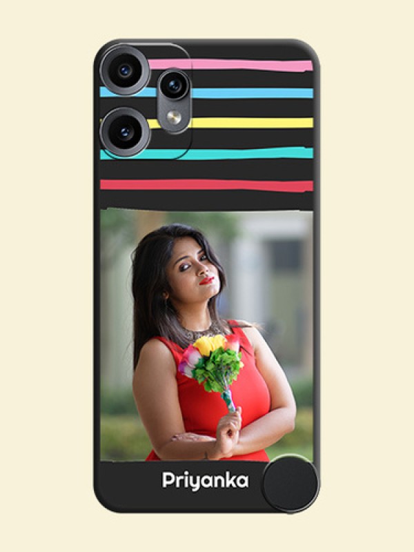 Multicolor Lines with Image On Space Black Custom Soft Matte Mobile Back Cover - Nothing CMF Phone 2 Pro 5G