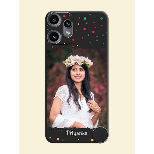 Multicolor Dotted Pattern with Text On Space Black Custom Soft Matte Mobile Back Cover - Nothing CMF Phone 2 Pro 5G Multicolor Dotted Pattern with Text On Space Black Custom Soft Matte Mobile Back Cover - Nothing CMF Phone 2 Pro 5G