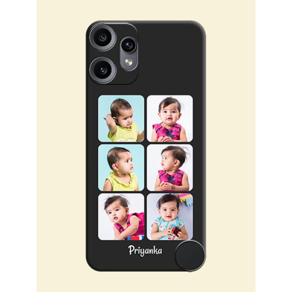 Floral Art with 6 Image Holder on Photo On Space Black Custom Soft Matte Mobile Back Cover - Nothing CMF Phone 2 Pro 5G Floral Art with 6 Image Holder on Photo On Space Black Custom Soft Matte Mobile Back Cover - Nothing CMF Phone 2 Pro 5G