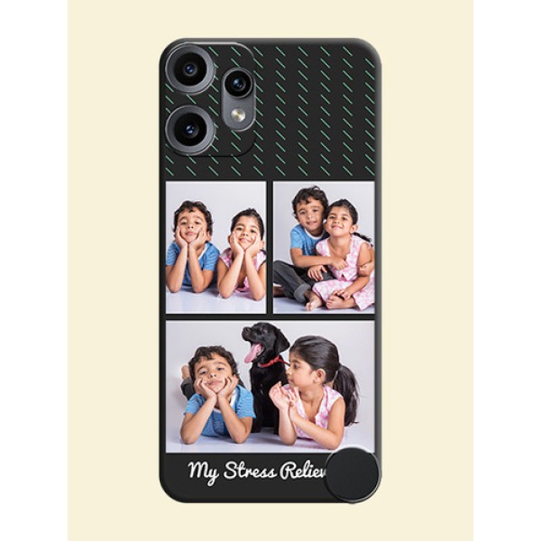 Cross Dotted Pattern with 2 Image Holder On Space Black Custom Soft Matte Mobile Back Cover - Nothing CMF Phone 2 Pro 5G Cross Dotted Pattern with 2 Image Holder On Space Black Custom Soft Matte Mobile Back Cover - Nothing CMF Phone 2 Pro 5G