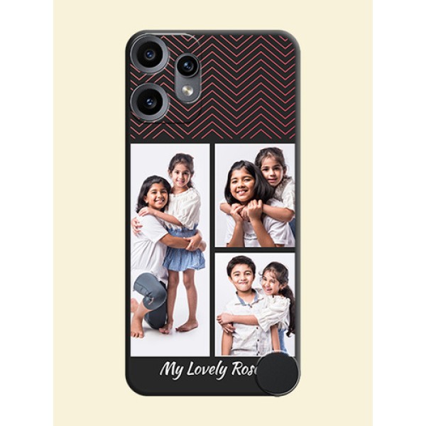 Wave Pattern with 3 Image Holder On Space Black Custom Soft Matte Mobile Back Cover - Nothing CMF Phone 2 Pro 5G Wave Pattern with 3 Image Holder On Space Black Custom Soft Matte Mobile Back Cover - Nothing CMF Phone 2 Pro 5G