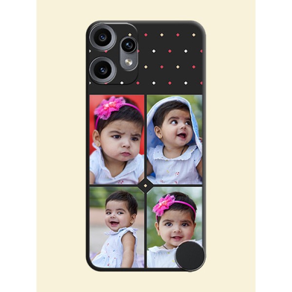 Multicolor Dotted Pattern with 4 Image Holder On Space Black Custom Soft Matte Mobile Back Cover - Nothing CMF Phone 2 Pro 5G Multicolor Dotted Pattern with 4 Image Holder On Space Black Custom Soft Matte Mobile Back Cover - Nothing CMF Phone 2 Pro 5G
