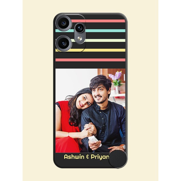 Color Stripes with Photo and Text on Photo On Space Black Custom Soft Matte Mobile Back Cover - Nothing CMF Phone 2 Pro 5G Color Stripes with Photo and Text on Photo On Space Black Custom Soft Matte Mobile Back Cover - Nothing CMF Phone 2 Pro 5G