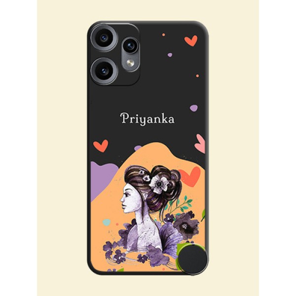 Namecase For Her With Fancy Lady Image On Space Black Custom Soft Matte Mobile Back Cover - Nothing CMF Phone 2 Pro 5G Namecase For Her With Fancy Lady Image On Space Black Custom Soft Matte Mobile Back Cover - Nothing CMF Phone 2 Pro 5G