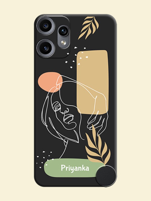 Custom Text With Line Art Of Women & Leaves Design On Space Black Custom Soft Matte Mobile Back Cover - Nothing CMF Phone 2 Pro 5G