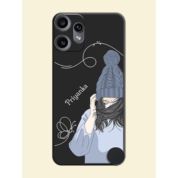 Girl With Blue Winter Outfiit Custom Text Design On Space Black Custom Soft Matte Mobile Back Cover - Nothing CMF Phone 2 Pro 5G Girl With Blue Winter Outfiit Custom Text Design On Space Black Custom Soft Matte Mobile Back Cover - Nothing CMF Phone 2 Pro 5G