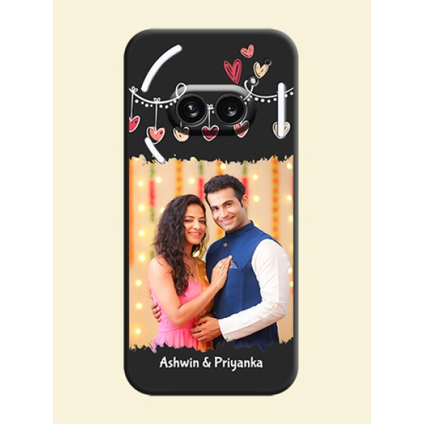 Pink Love Hangings with Name on Space Black Custom Soft Matte Phone Cases - Nothing Phone 2A 5G Pink Love Hangings with Name on Space Black Custom Soft Matte Phone Cases - Nothing Phone 2A 5G