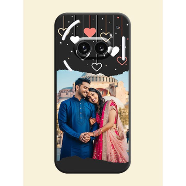 Love Hangings with Splash Wave Picture on Space Black Custom Soft Matte Phone Back Cover - Nothing Phone 2A 5G Love Hangings with Splash Wave Picture on Space Black Custom Soft Matte Phone Back Cover - Nothing Phone 2A 5G