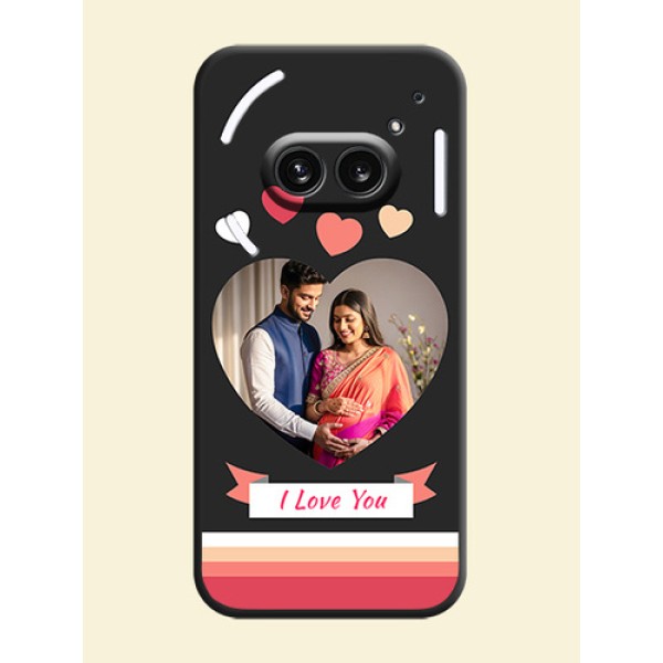 Love Shaped Photo with Colorful Stripes on Personalised Space Black Soft Matte Cases - Nothing Phone 2A 5G Love Shaped Photo with Colorful Stripes on Personalised Space Black Soft Matte Cases - Nothing Phone 2A 5G