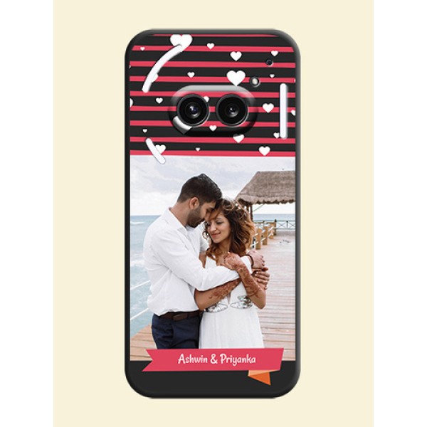 White Color Love Symbols with Pink Lines Pattern on Space Black Custom Soft Matte Phone Cases - Nothing Phone 2A 5G