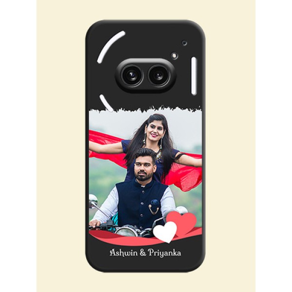 Pink Color Love Shaped Ribbon Design with Text on Space Black Custom Soft Matte Phone Back Cover - Nothing Phone 2A 5G Pink Color Love Shaped Ribbon Design with Text on Space Black Custom Soft Matte Phone Back Cover - Nothing Phone 2A 5G