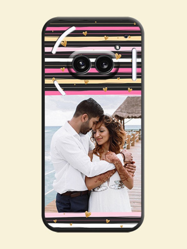 Multicolor Lines and Golden Love Symbols Design - Photo on Space Black Soft Matte Mobile Cover - Nothing Phone 2A 5G