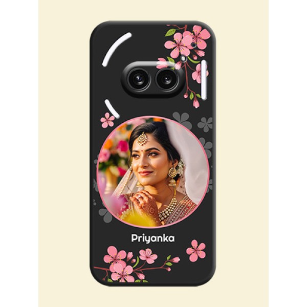 Round Image with Pink Color Floral Design - Photo on Space Black Soft Matte Back Cover - Nothing Phone 2A 5G Round Image with Pink Color Floral Design - Photo on Space Black Soft Matte Back Cover - Nothing Phone 2A 5G