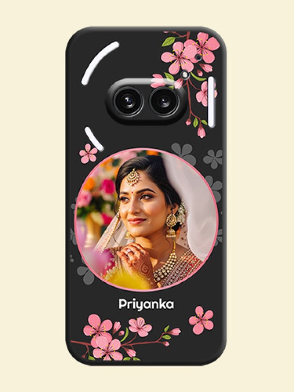 Round Image with Pink Color Floral Design - Photo on Space Black Soft Matte Back Cover - Nothing Phone 2A 5G