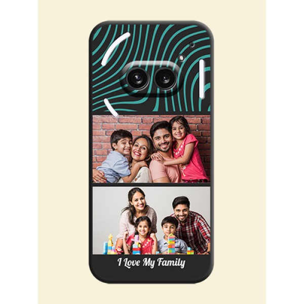 Wave Pattern with 2 Image Holder on Space Black Personalized Soft Matte Phone Covers - Nothing Phone 2A 5G Wave Pattern with 2 Image Holder on Space Black Personalized Soft Matte Phone Covers - Nothing Phone 2A 5G