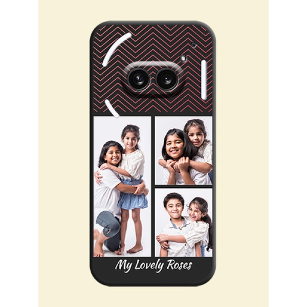 Wave Pattern with 3 Image Holder on Space Black Custom Soft Matte Back Cover - Nothing Phone 2A 5G Wave Pattern with 3 Image Holder on Space Black Custom Soft Matte Back Cover - Nothing Phone 2A 5G