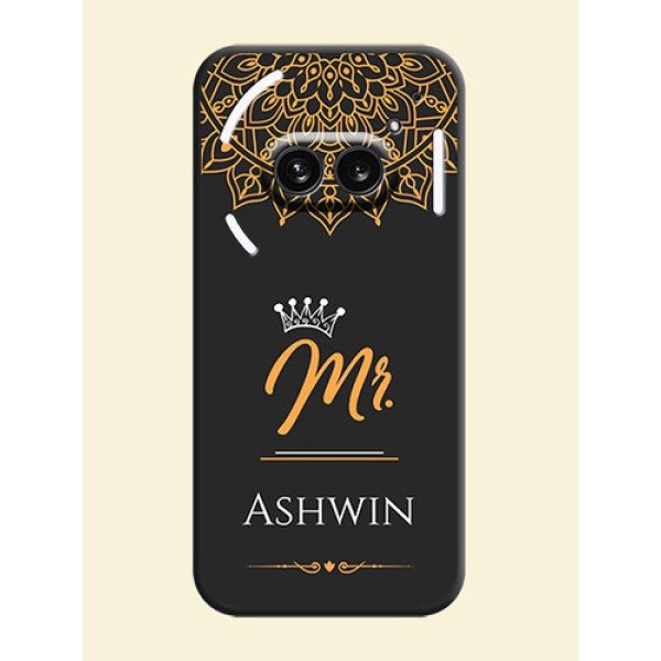 Mr Name with Floral Design on Personalised Space Black Soft Matte Cases - Nothing Phone 2A 5G Mr Name with Floral Design on Personalised Space Black Soft Matte Cases - Nothing Phone 2A 5G