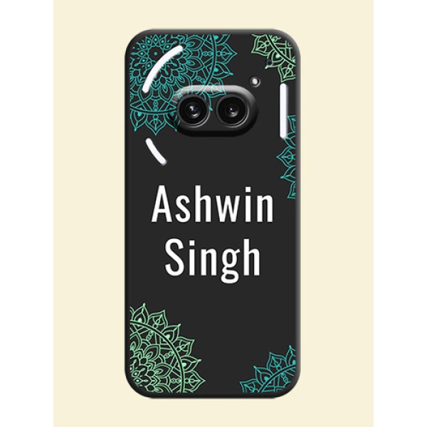 Your Name with Floral Design on Space Black Custom Soft Matte Back Cover - Nothing Phone 2A 5G Your Name with Floral Design on Space Black Custom Soft Matte Back Cover - Nothing Phone 2A 5G