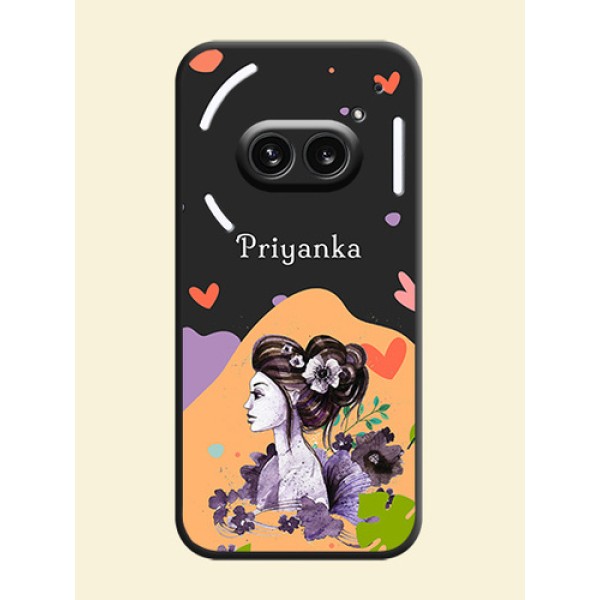 Namecase For Her With Fancy Lady Image On Space Black Personalized Soft Matte Phone Covers - Nothing Phone 2A 5G Namecase For Her With Fancy Lady Image On Space Black Personalized Soft Matte Phone Covers - Nothing Phone 2A 5G