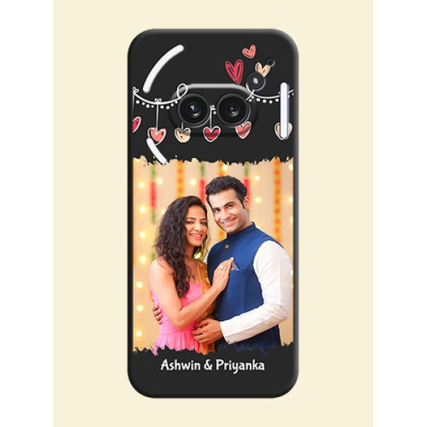 Pink Love Hangings with Name On Space Black Custom Soft Matte Mobile Back Cover - Nothing Phone 2A Plus Pink Love Hangings with Name On Space Black Custom Soft Matte Mobile Back Cover - Nothing Phone 2A Plus