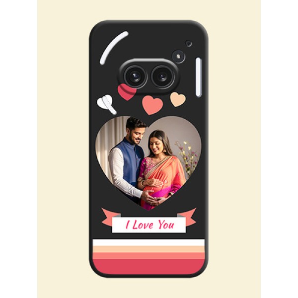 Love Shaped Photo with Colorful Stripes On Space Black Custom Soft Matte Mobile Back Cover - Nothing Phone 2A Plus Love Shaped Photo with Colorful Stripes On Space Black Custom Soft Matte Mobile Back Cover - Nothing Phone 2A Plus