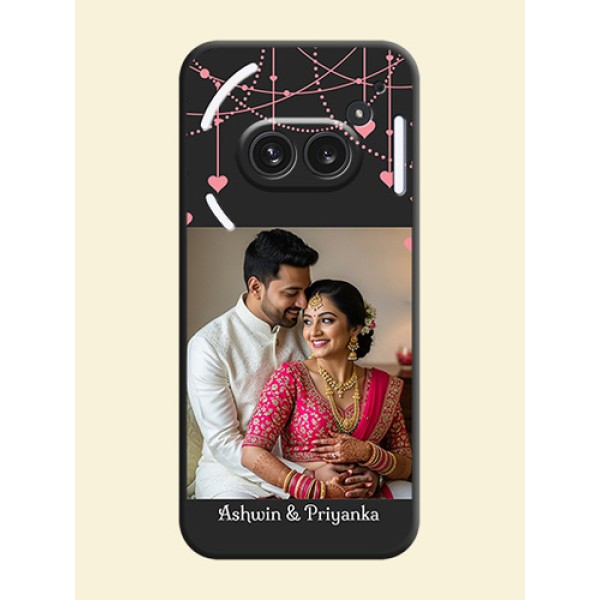Pink Love Hangings with Text On Space Black Custom Soft Matte Mobile Back Cover - Nothing Phone 2A Plus Pink Love Hangings with Text On Space Black Custom Soft Matte Mobile Back Cover - Nothing Phone 2A Plus