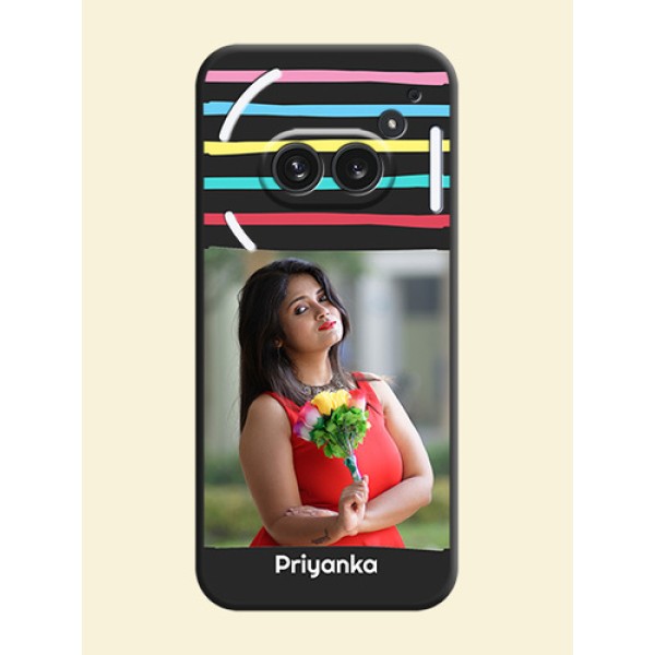 Multicolor Lines with Image On Space Black Custom Soft Matte Mobile Back Cover - Nothing Phone 2A Plus Multicolor Lines with Image On Space Black Custom Soft Matte Mobile Back Cover - Nothing Phone 2A Plus