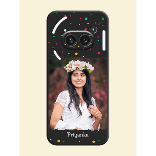 Multicolor Dotted Pattern with Text On Space Black Custom Soft Matte Mobile Back Cover - Nothing Phone 2A Plus Multicolor Dotted Pattern with Text On Space Black Custom Soft Matte Mobile Back Cover - Nothing Phone 2A Plus
