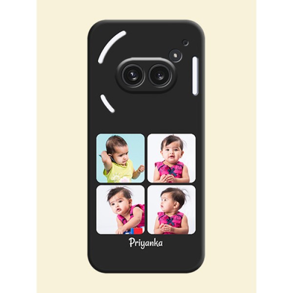 Floral Art with 6 Image Holder on Photo On Space Black Custom Soft Matte Mobile Back Cover - Nothing Phone 2A Plus Floral Art with 6 Image Holder on Photo On Space Black Custom Soft Matte Mobile Back Cover - Nothing Phone 2A Plus