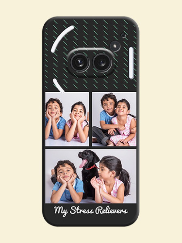 Cross Dotted Pattern with 2 Image Holder On Space Black Custom Soft Matte Mobile Back Cover - Nothing Phone 2A Plus
