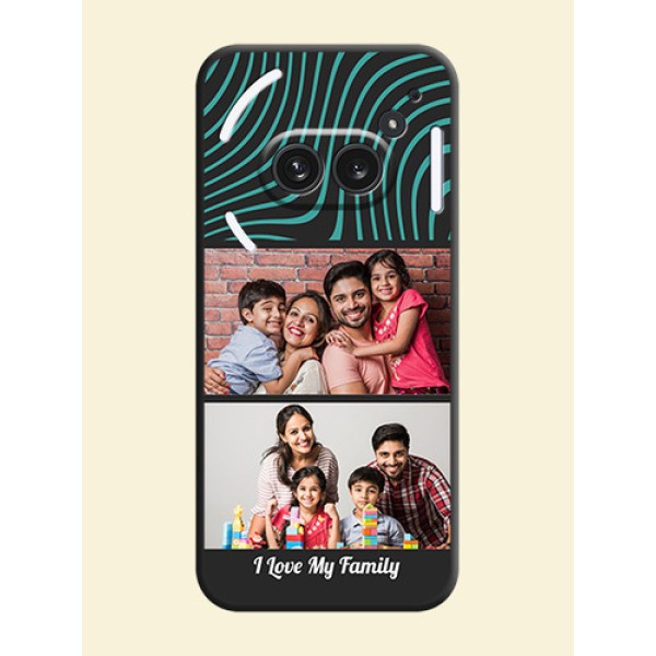 Wave Pattern with 2 Image Holder On Space Black Custom Soft Matte Mobile Back Cover - Nothing Phone 2A Plus Wave Pattern with 2 Image Holder On Space Black Custom Soft Matte Mobile Back Cover - Nothing Phone 2A Plus