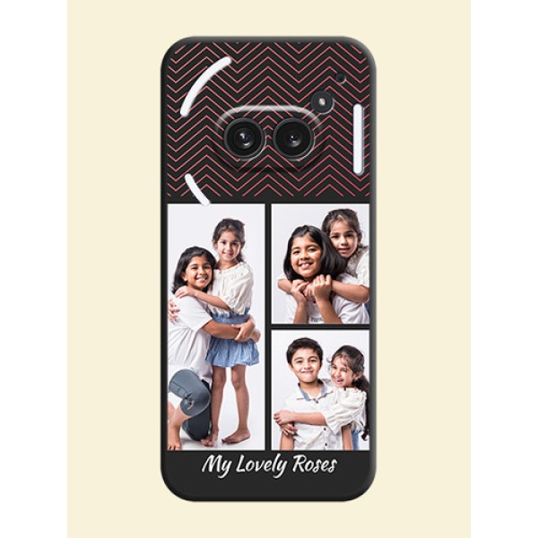 Wave Pattern with 3 Image Holder On Space Black Custom Soft Matte Mobile Back Cover - Nothing Phone 2A Plus Wave Pattern with 3 Image Holder On Space Black Custom Soft Matte Mobile Back Cover - Nothing Phone 2A Plus