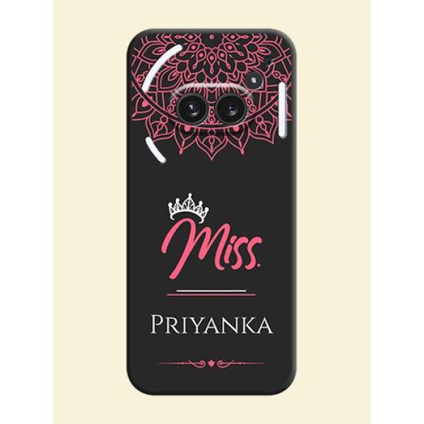 Mrs Name with Floral Design On Space Black Custom Soft Matte Mobile Back Cover - Nothing Phone 2A Plus Mrs Name with Floral Design On Space Black Custom Soft Matte Mobile Back Cover - Nothing Phone 2A Plus