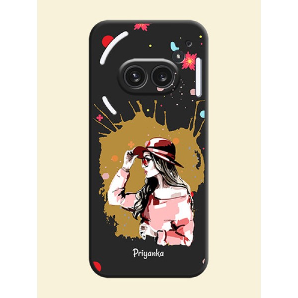 Mordern Lady With Color Splash Background With Custom Text On Space Black Custom Soft Matte Mobile Back Cover - Nothing Phone 2A Plus