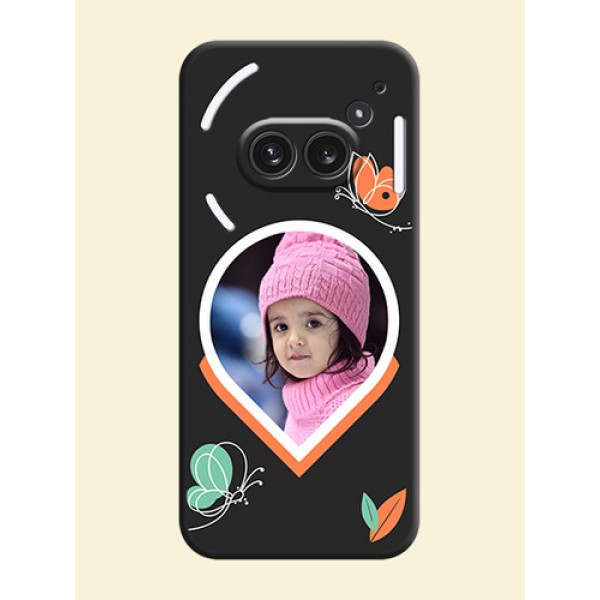 Upload Pic With Simple Butterly Design On Space Black Custom Soft Matte Mobile Back Cover - Nothing Phone 2A Plus Upload Pic With Simple Butterly Design On Space Black Custom Soft Matte Mobile Back Cover - Nothing Phone 2A Plus