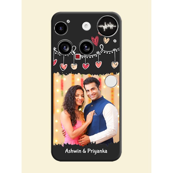 Pink Love Hangings with Name On Space Black Custom Soft Matte Mobile Back Cover - Nothing Phone 3 5G Pink Love Hangings with Name On Space Black Custom Soft Matte Mobile Back Cover - Nothing Phone 3 5G