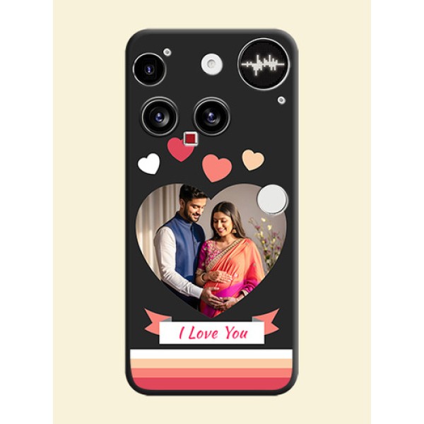 Love Shaped Photo with Colorful Stripes On Space Black Custom Soft Matte Mobile Back Cover - Nothing Phone 3 5G Love Shaped Photo with Colorful Stripes On Space Black Custom Soft Matte Mobile Back Cover - Nothing Phone 3 5G
