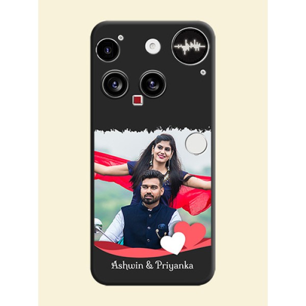 Pin Color Love Shaped Ribbon Design with Text On Space Black Custom Soft Matte Mobile Back Cover - Nothing Phone 3 5G Pin Color Love Shaped Ribbon Design with Text On Space Black Custom Soft Matte Mobile Back Cover - Nothing Phone 3 5G