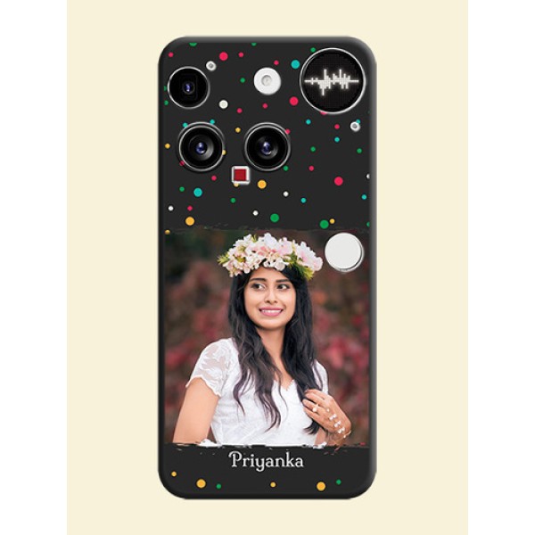 Multicolor Dotted Pattern with Text On Space Black Custom Soft Matte Mobile Back Cover - Nothing Phone 3 5G Multicolor Dotted Pattern with Text On Space Black Custom Soft Matte Mobile Back Cover - Nothing Phone 3 5G