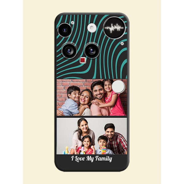 Wave Pattern with 2 Image Holder On Space Black Custom Soft Matte Mobile Back Cover - Nothing Phone 3 5G Wave Pattern with 2 Image Holder On Space Black Custom Soft Matte Mobile Back Cover - Nothing Phone 3 5G