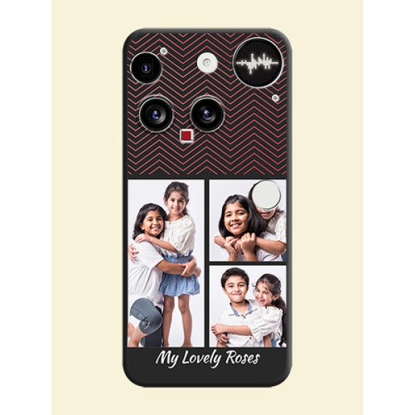 Wave Pattern with 3 Image Holder On Space Black Custom Soft Matte Mobile Back Cover - Nothing Phone 3 5G Wave Pattern with 3 Image Holder On Space Black Custom Soft Matte Mobile Back Cover - Nothing Phone 3 5G
