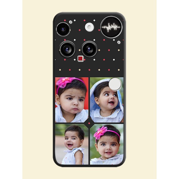 Multicolor Dotted Pattern with 4 Image Holder On Space Black Custom Soft Matte Mobile Back Cover - Nothing Phone 3 5G Multicolor Dotted Pattern with 4 Image Holder On Space Black Custom Soft Matte Mobile Back Cover - Nothing Phone 3 5G